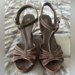 COACH Brown suede Women's wedge heels